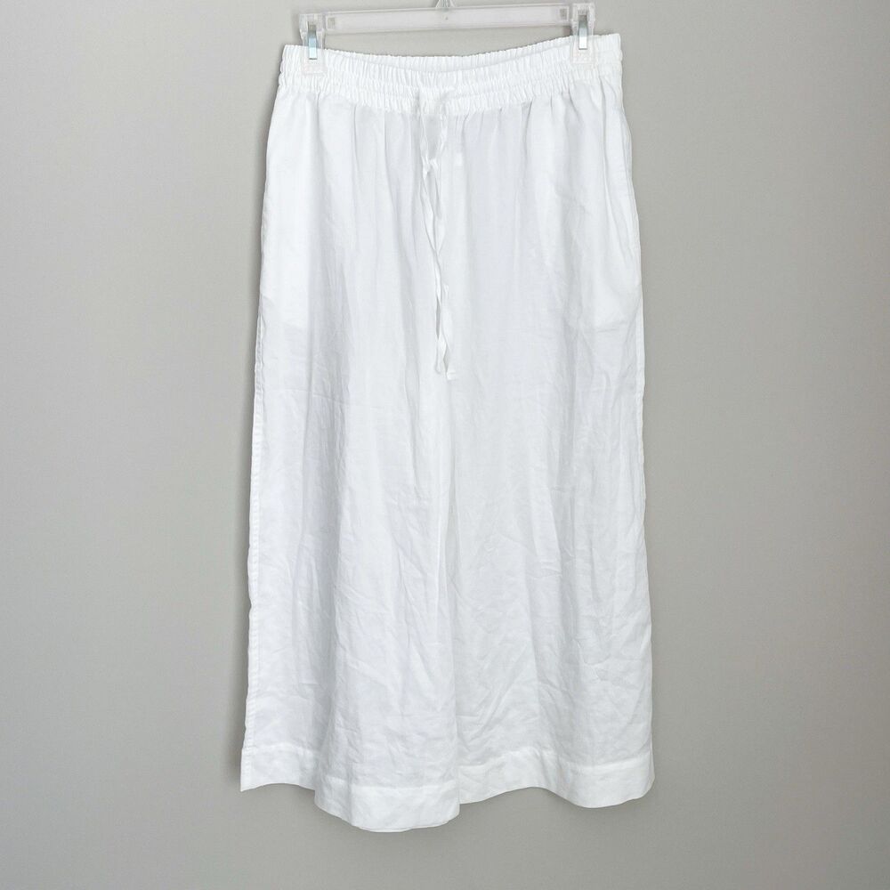 Athleta Size S White Cotton Dreams Culotte Wife Leg Cropped Crop Pants